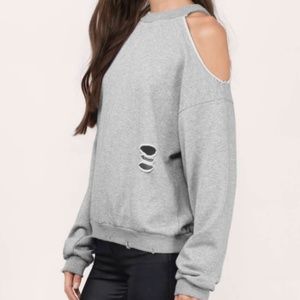 Honey Punch Cold Shoulder Crew Neck Sweatshirt